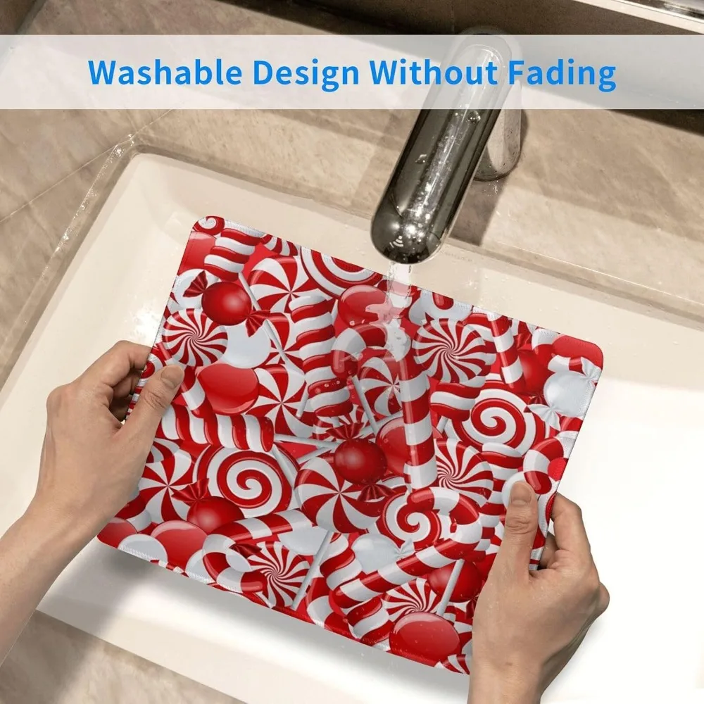 Alas Mouse Gaming Candy Cane 12 Inci dengan 10 Inci dengan Tepi Jahitan dan Dasar Karet Anti Selip