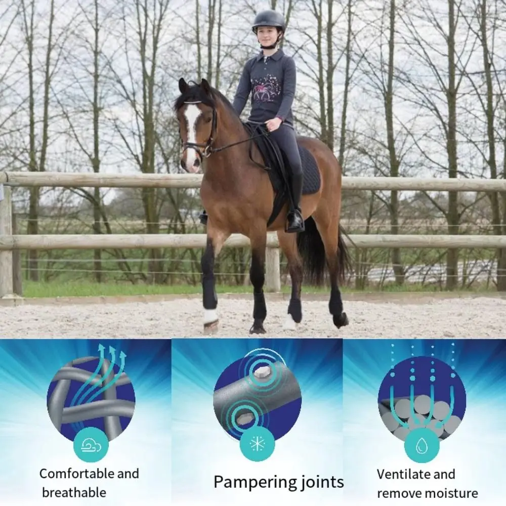 4pcs/set Colorful Horse Sport Boots Set 3 Size Breathable Horse Leg Wraps Easy To Wear Comfortable Medicine Brushing Boots
