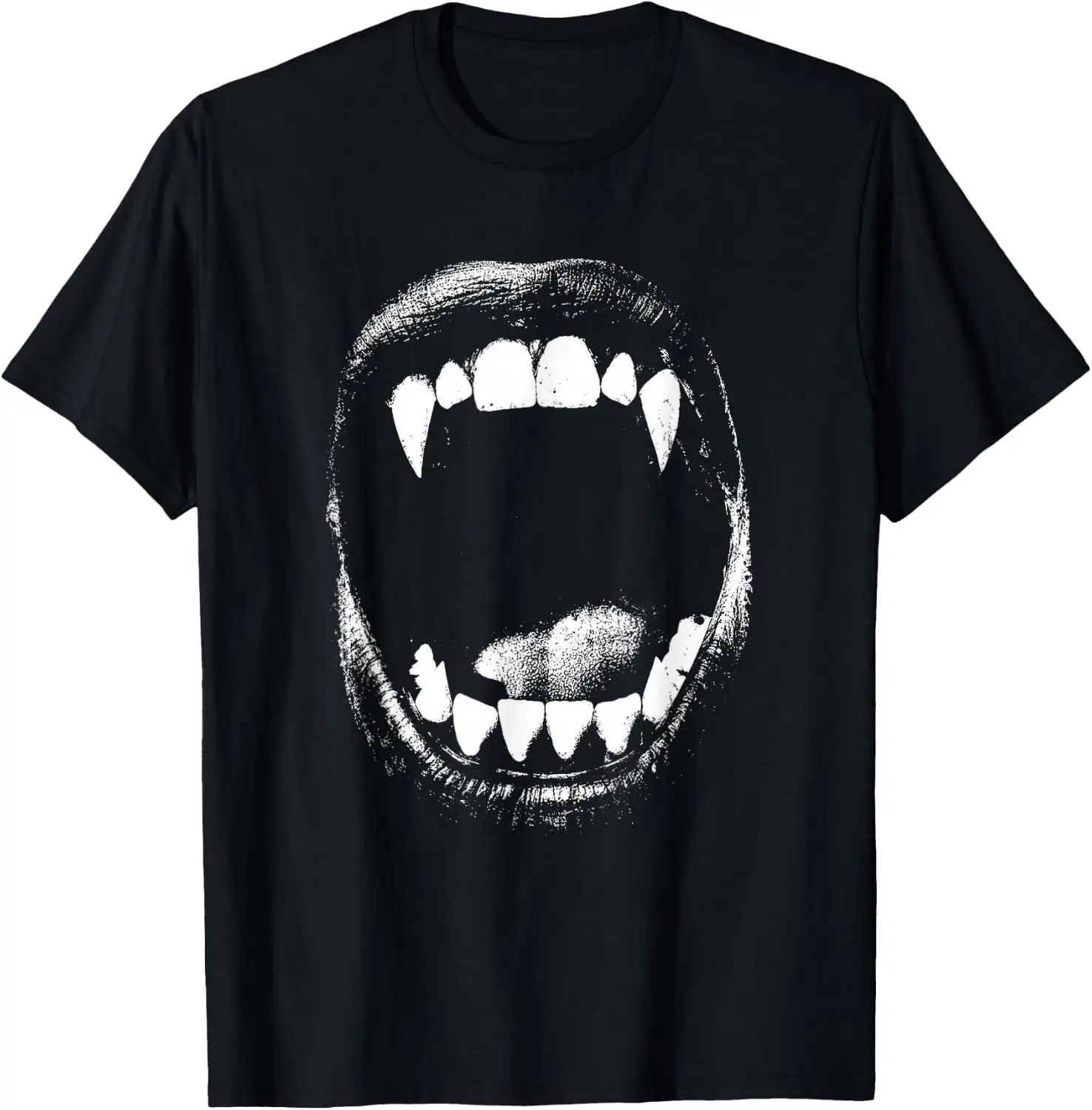 Vintage Punk 90S Vampire Bite Fang Spooky Halloween Graphic T-Shirt Unisex Tee Vintage Y2K Aesthetic Gothic Streetwear Novelty  Retro Aesthetic Grunge 100%Cotton Crew Neck Holiday Gift