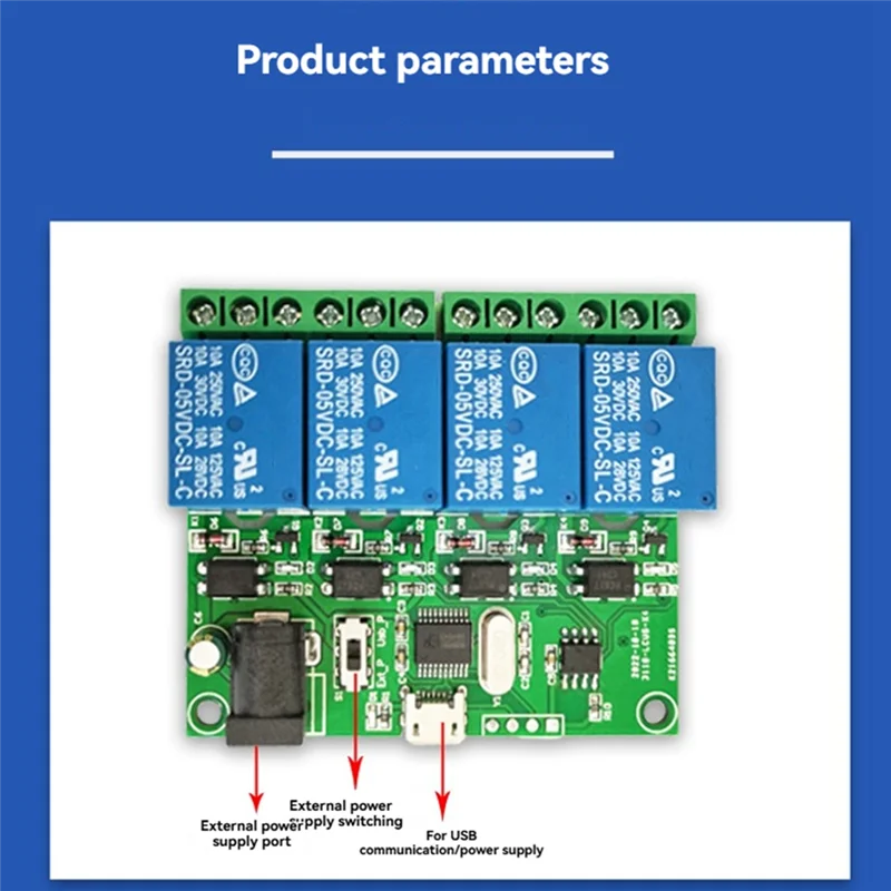 Moduł przekaźnikowy USB CABE-LCUS-4 4-kanałowy Inteligentny Przełącznik Sterujący Przekaźnik