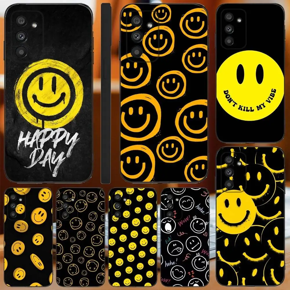 

Street Twisty Happy Face Phone Case For Samsung Galaxy A13,A21s,A22,A31,A32,A52,A53,A71,A80,A91 Soft Black Cover