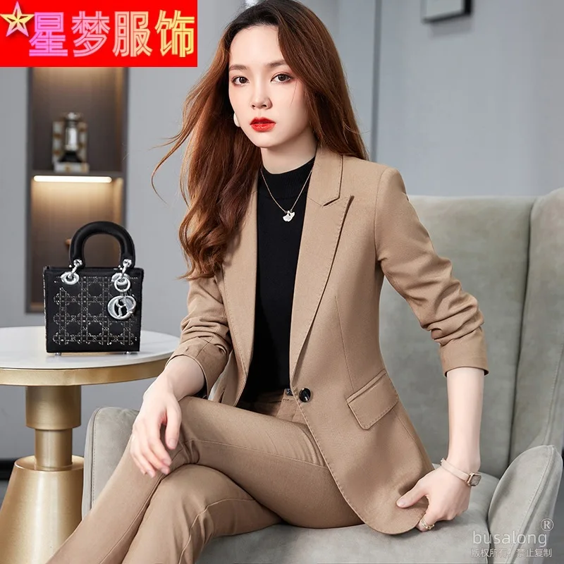 

Spring and Autumn New Women's Business Suit Long Sleeve Business Temperament High Sense Small Suit Suit Interview Sales Work Clo