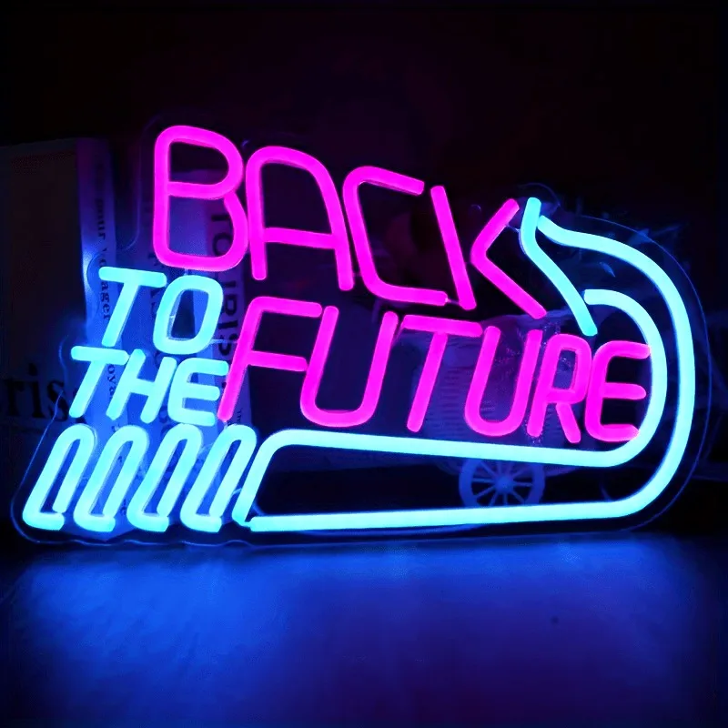 Back to the Future LED Neon Sign USB Powered Dimmable for Game Room Man Cave Bedroom Bar Party Birthday Decoration Light