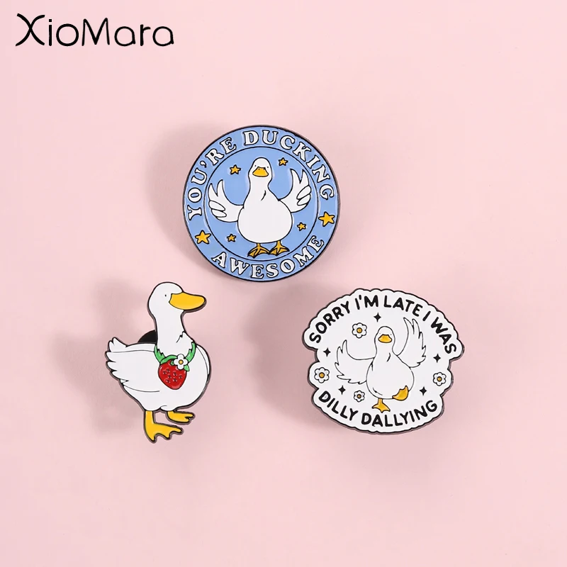 Cute Goose Enamel Pin Ducking Awesome Funny Animal Duck Brooch Metal Badges Backpack Accessories Gifts for Friends