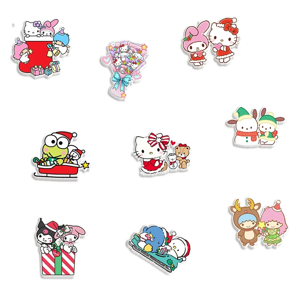 

10 Pcs /Lot Sanrio Resin Flatback For Hair Bows Cute Cartoon Planar Resin Crafts Custom Resin For DIY Phone Decorations