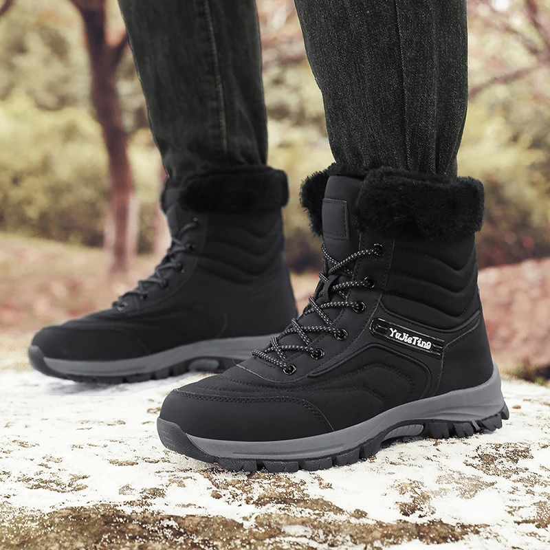 Winter Women Ankle Snow Boots Platform Sneakers Non-slip Women Winter Hiking Shoes Warm Fur Flat Heel Boots Men Casual Shoes
