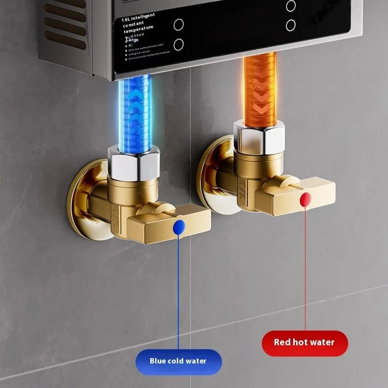 

Hot and Cold Water Large Flow Water Stop Valves Brass with Handle Household Bathroom Kitchen Sink Stop Valve G1/2" Durable