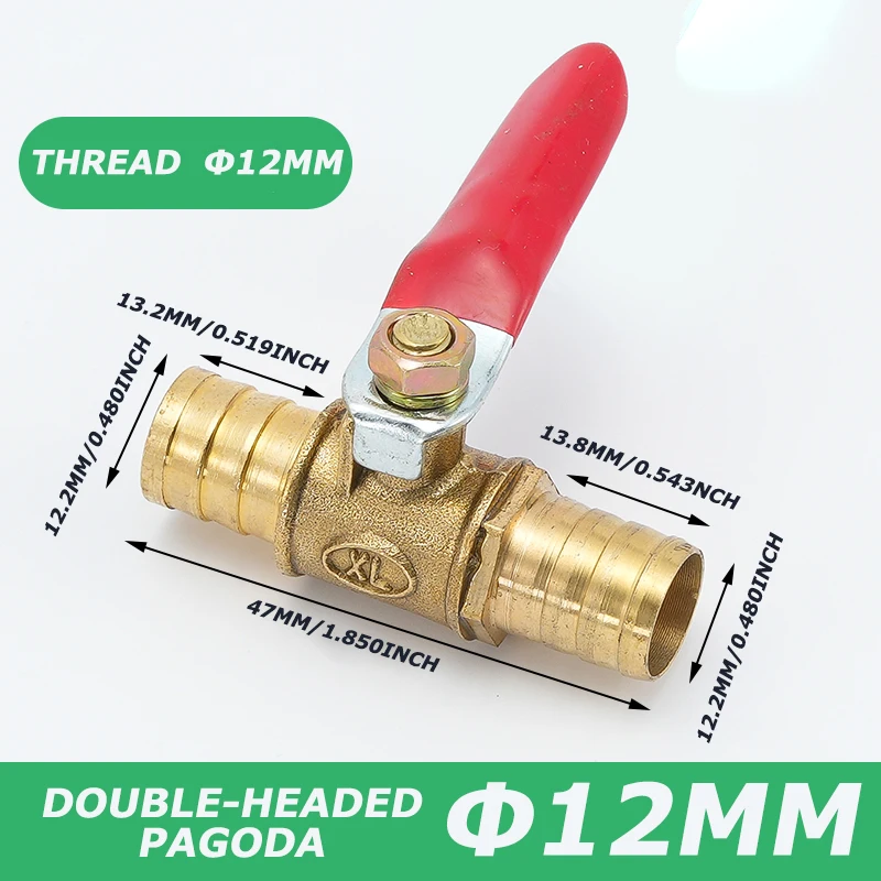 1/4 6mm 8mm 10mm12mm Ball Faucet Shutoff Ball Valve Hose Barb Inline Water Oil Air Gas Fuel Line Small Brass Ball Valve