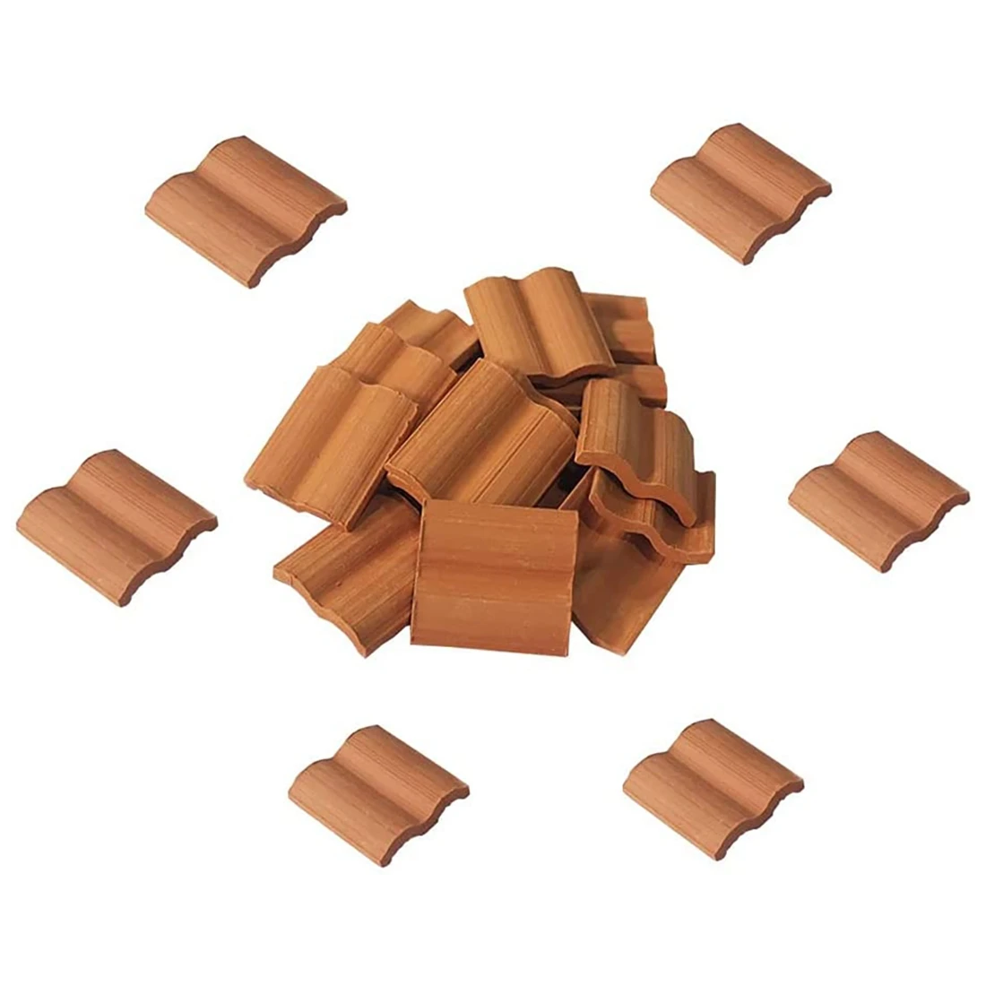 60 sztuk Mini czerwone płytki dachowe zestaw do budowy modeli miniaturowe płytki figurka kształtowanie krajobrazu DIY bajkowe akcesoria ogrodowe