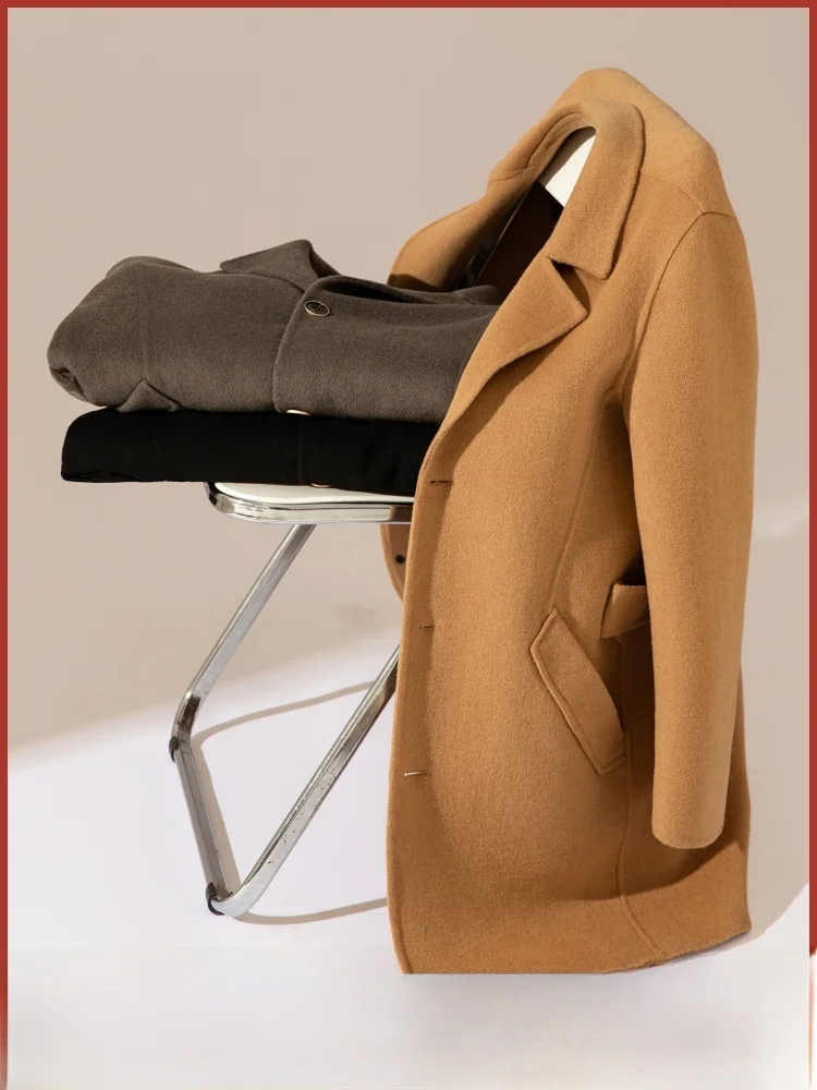 

Handmade 70 Woolen Men's Casual Mid-Length Coat Windproof Warm Faionable Ci Sle Winter Busin Casual Woolen Coat