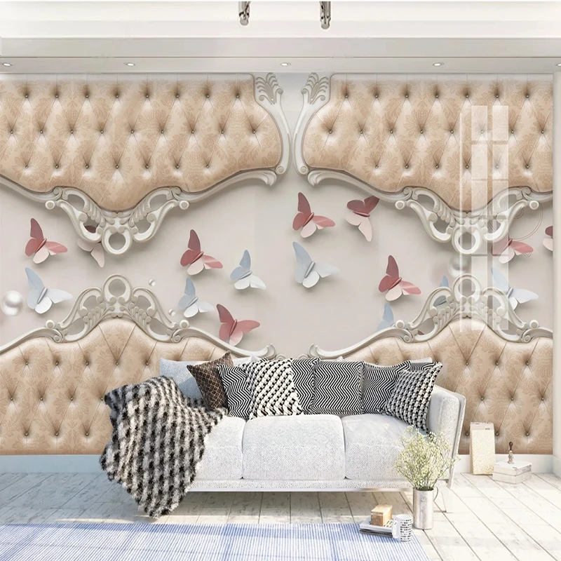 Custom Size Luxury Embossed Soft Bag 3D Butterfly Mural Wallpaper for Living Room Bedroom Sofa TV Background Wall Home Decor