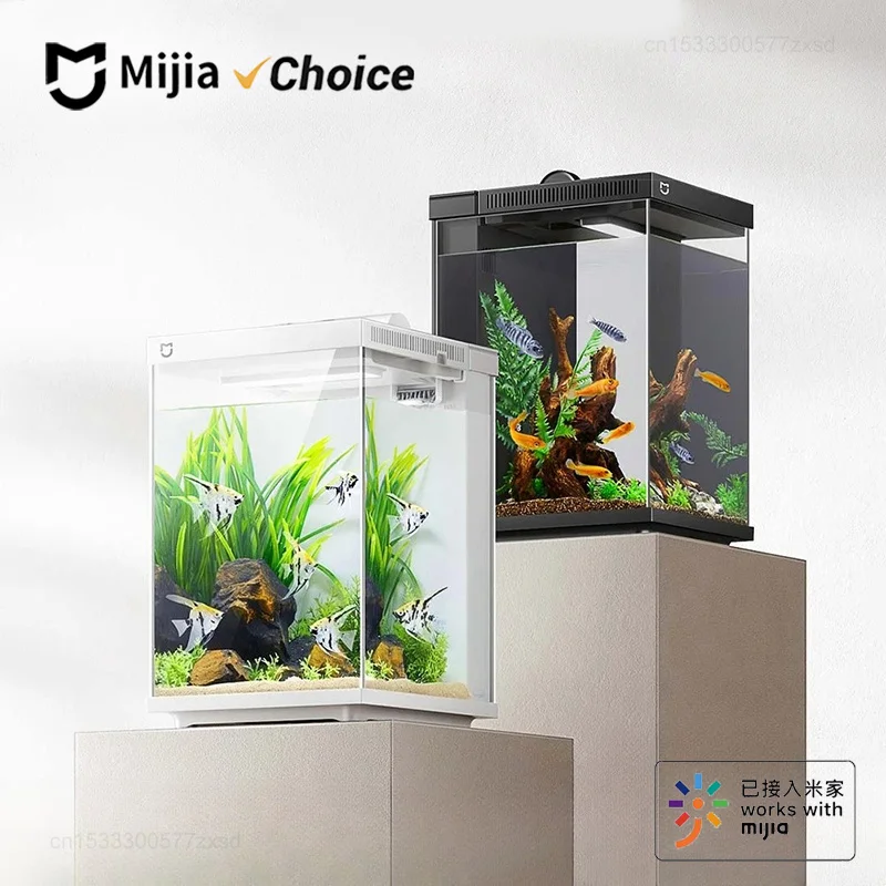 Mijia Smart Desktop Aquarium 10L Mi Smart Fish Tank App Control Feeding Pro Filtration Compatible with Mi Home APP No Assembly