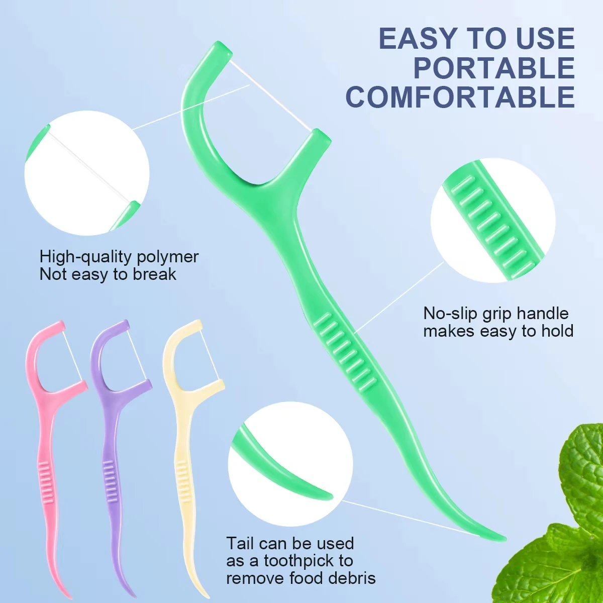 300pcs Mint Flavored Adult Dental Floss Picks Ultra-Fine Flossing Sticks Portable Toothpick Thread for Home And Travel Dental