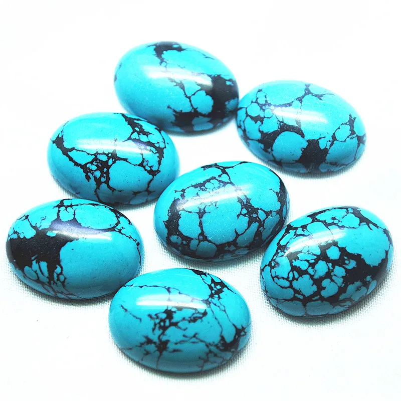 6PCS 18X25MM Natural Blue Tuquoise Stone Cabochons Oval Shape Loose Beads Cabs No Hole DIY JEWELRY FINDINGS