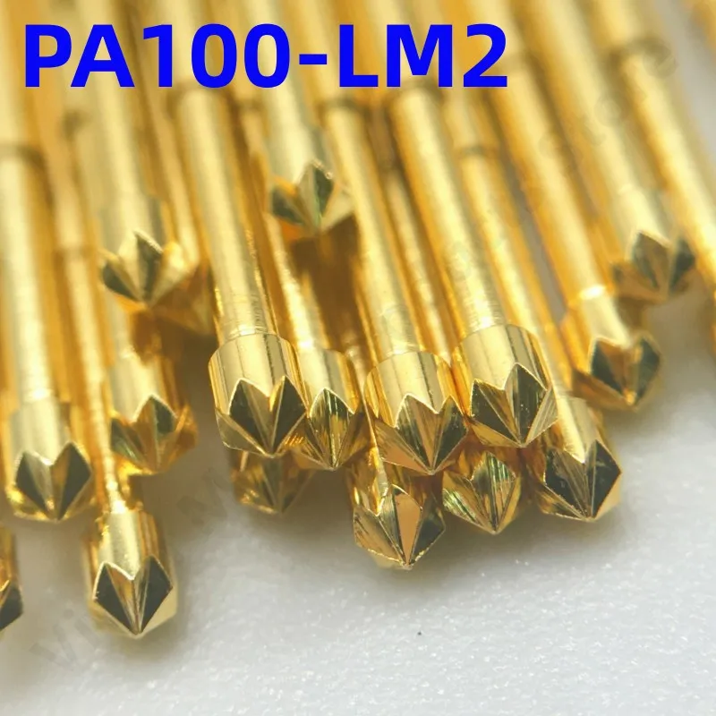 100PCS PA100-LM2 Spring Test Probe PA100-LM Test Pin P100-LM2 P100-LM 33.35mm Needle Dia 1.36mm Pogo Pin Gold Head Dia 1.50mm