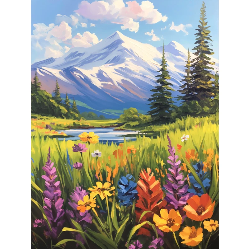 

2025 New style Cross Stitch Embroidery Snow Mountain Thread Drawing DIY Needlework Kit Decorate Printed on Canvas 11CT