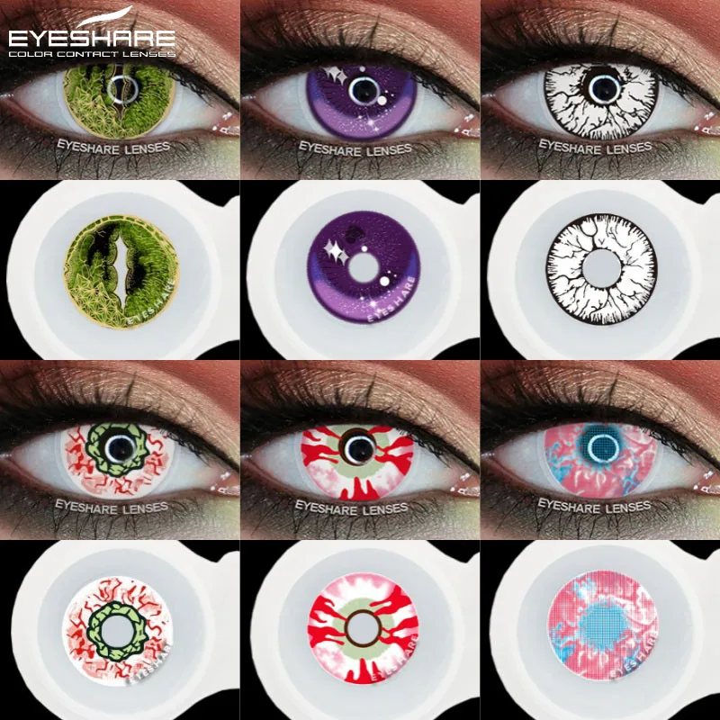 EYESHARE 1 Paar farbige Cosplay-Kontaktlinsen für Augen, jährlich, farbige blaue Augenlinsen, lila Linsen, Halloween-Kontaktlinsen