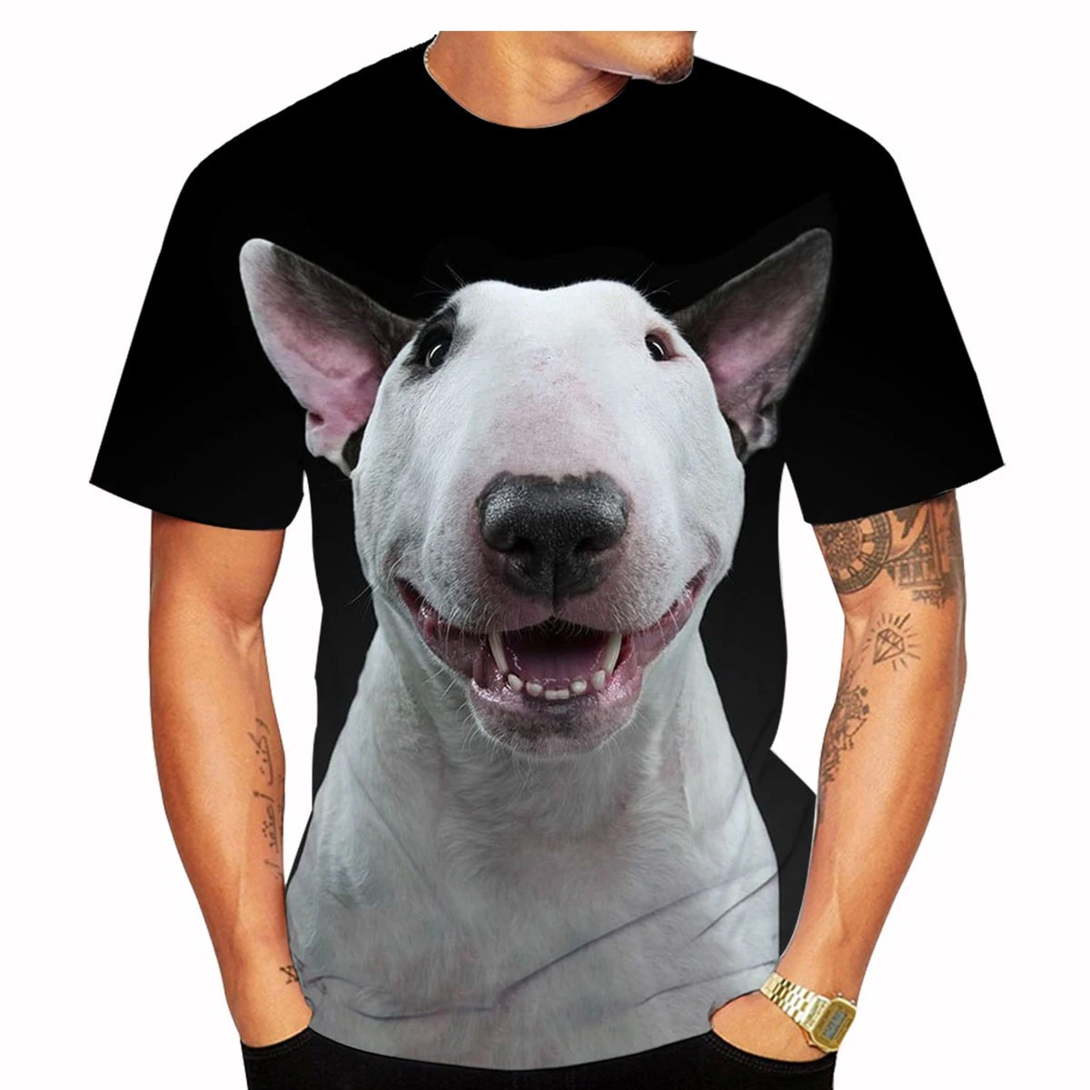 Funny Bull Terrier T-Shirts Pet Dog 3D Print Streetwear Men Women Fashion Oversized Short Sleeve T Shirt Kids Tees Tops Clothing