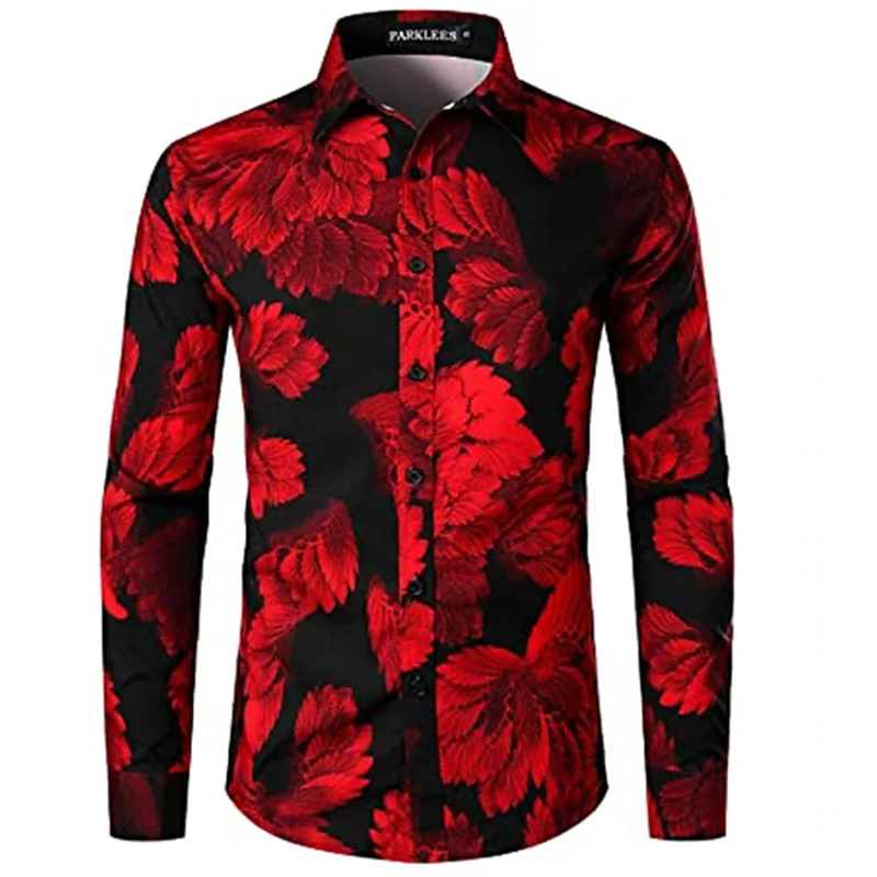 

3D printed men's long sleeved shirts with fashionable ethnic style clothing with fashionable personality single breasted shirt