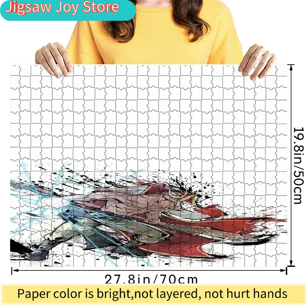 

Premium Paper Jigsaw Puzzle One Piece Roronoa Zoro Dynamic Sword Fighting Ink Wash Style Art High Quality Cardboard Puzzle Fun F