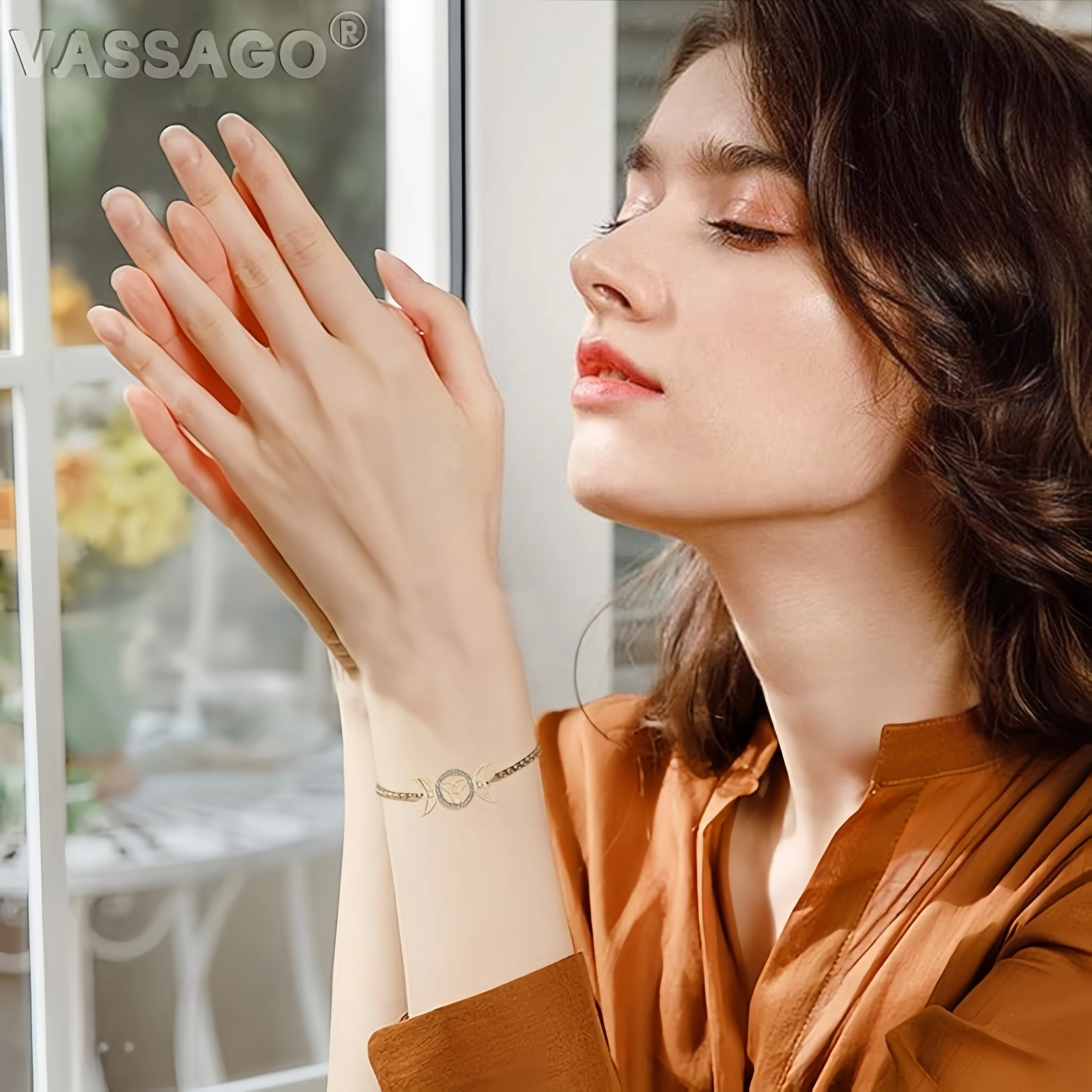 VASSAGO الثلاثي القمر آلهة سوار الفولاذ المقاوم للصدأ سلتيك عقدة سحر سوار قابل للتعديل الطبقات خلخال ويكا الأيرلندية مجوهرات