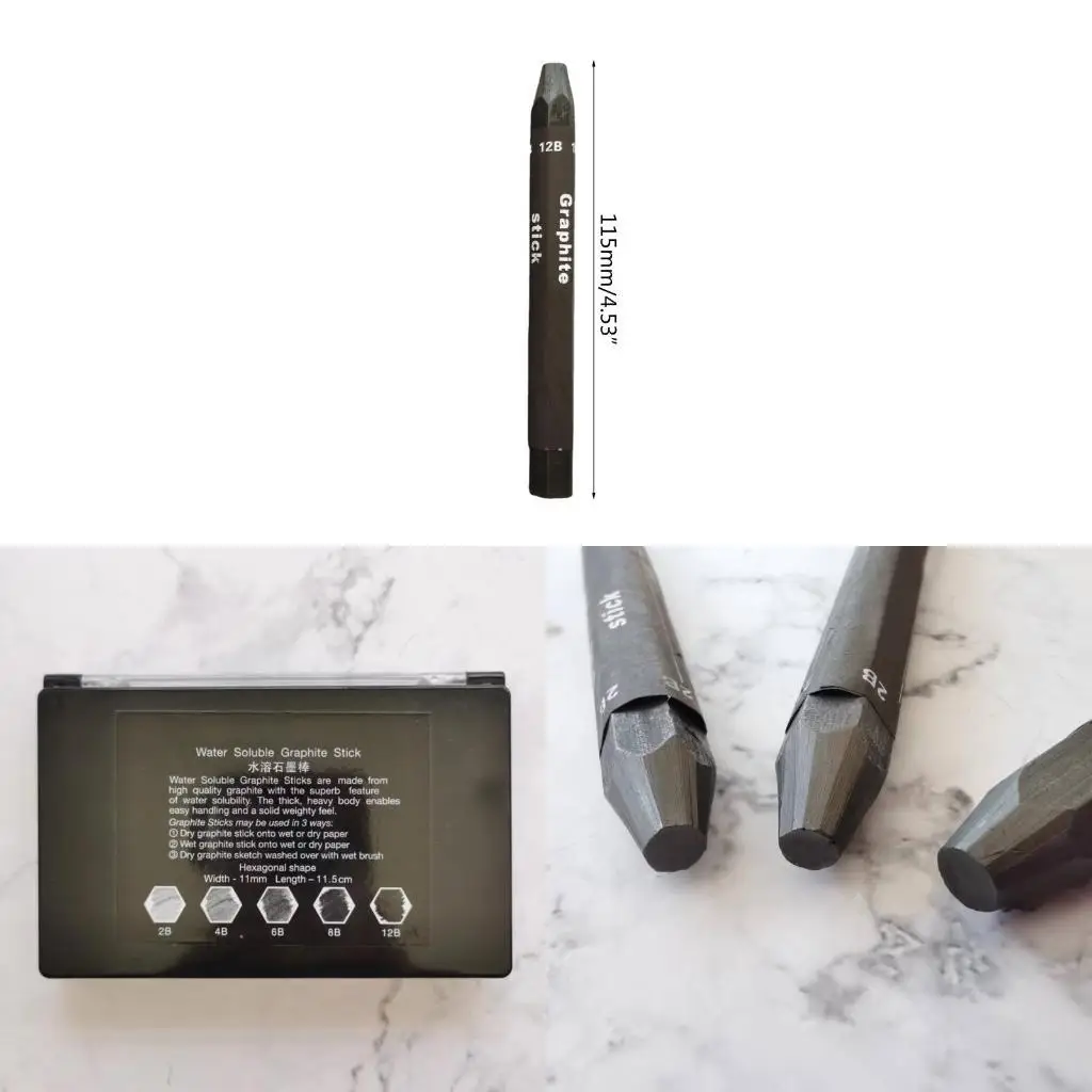 

M5TB Sketching Sticks Water Soluble Shading Crayon for Painter Students 5Pcs