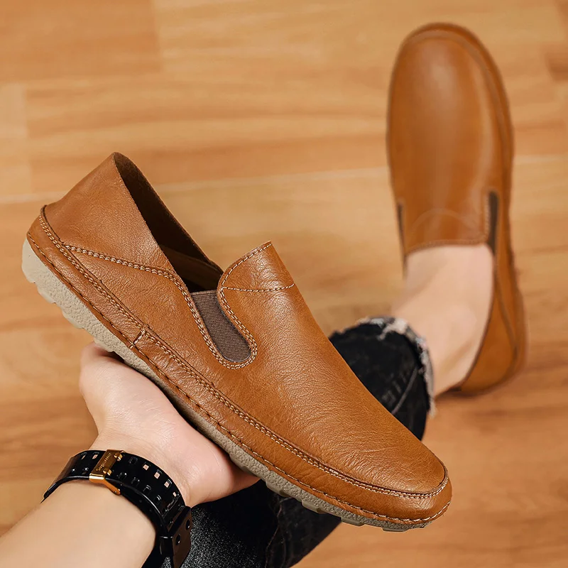 

Деловая повседневная мужская обувь в стиле ретро, джентльмен, удобный стиль, уличная прогулочная обувь без шнуровки, классические черные, новые универсальные