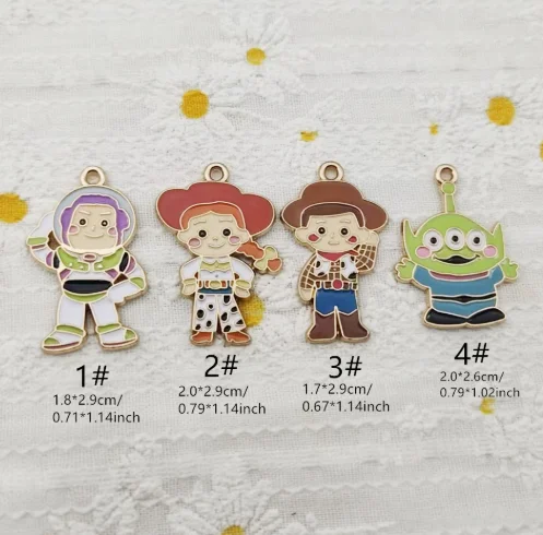 10pcs Cartoon Toy Charm Story Jewelry Accessories Enamel Necklace Earring Pendant Diy Making Alloy Metal Gold Plated