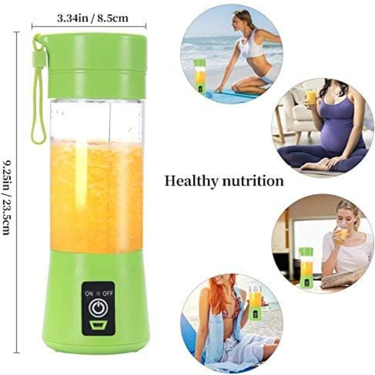 Portable, Personal Mixer Rechargeable with USB, Mini Blender for Smoothie, Fruit Juice, Milk Shakes, 380ml, Six 3D Blades for, 9