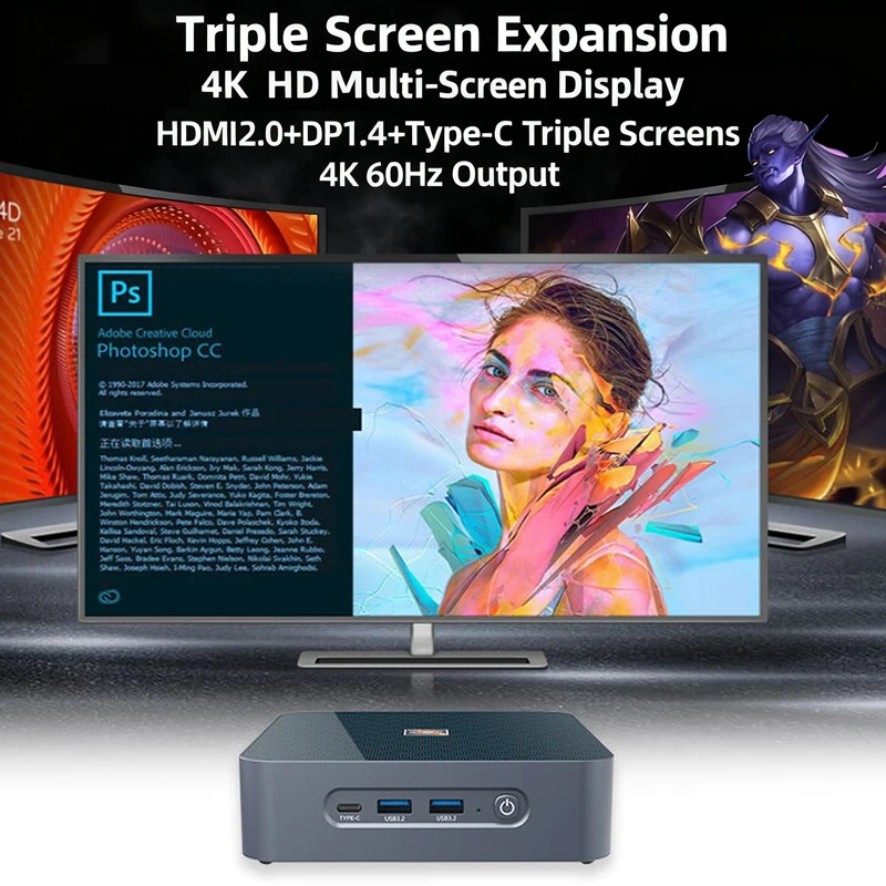 MOREFINE S500+ Ryzen 5 5600H CPU Mini PC Windows 11 pro Dual R45 LAN NVMe SSD مكتب الألعاب مع HD DP Type-C WiFi