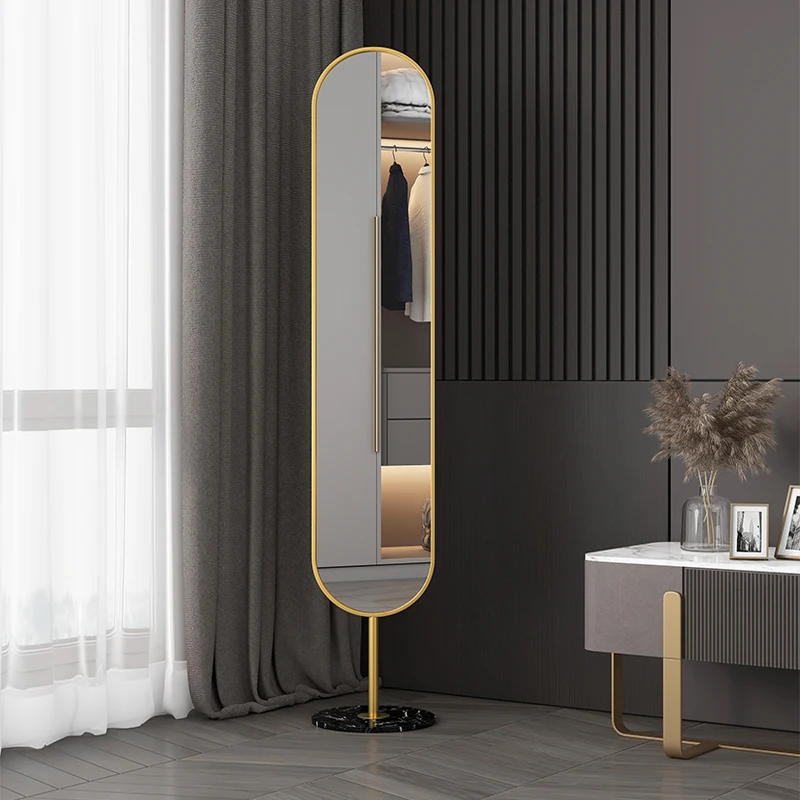 Light luxury full-length mirror full-body floor mirror household rotating girl