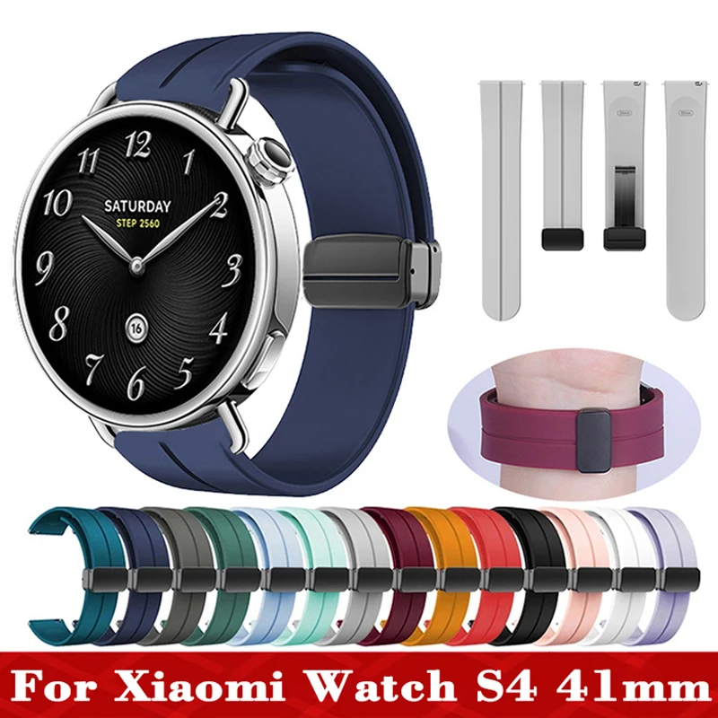Correa magnética de silicona de 18mm para Xiaomi Watch S4, banda deportiva de 41mm para Oneplus Watch 3 de 43mm/Oppo Watch X3 Mini X2 Mini/Venu 4 de 41mm