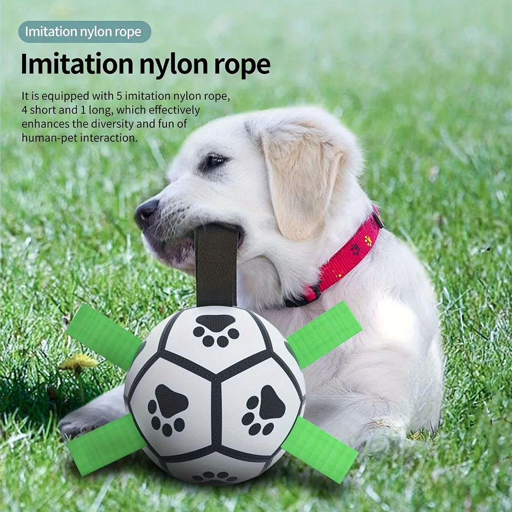 

Dog Toys Soccer Ball with Straps Interactive Dog Toy for Tug of War Puppy Durable Ball Toys for Medium Large Dogs Pet Supplies