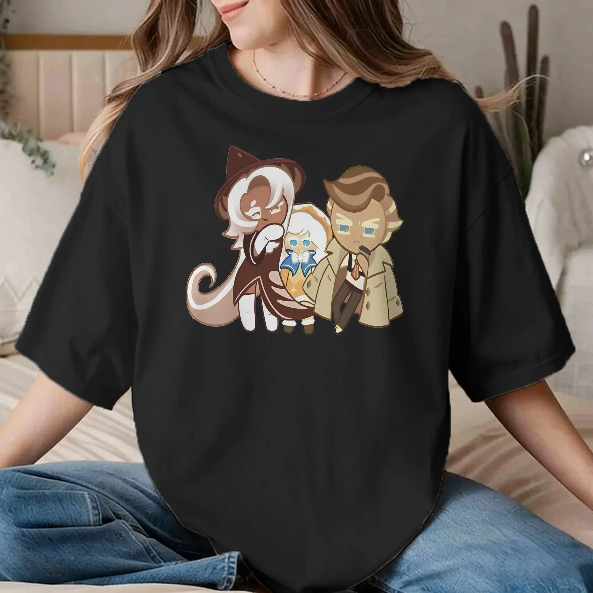 Latte + Creampuff + Almond Cookie T Shirt Men Women Pure Cotton Funny T-Shirts Round Collar Cookie Run Kingdom Tees Gift Idea