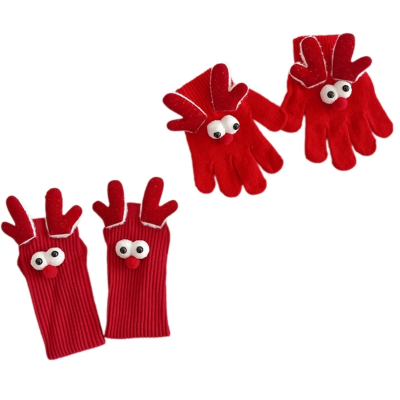 Weihnachts-Thema-Rentier-Handschuhe, flexible Screen-Touch-Handwear-Strickhandschuhe