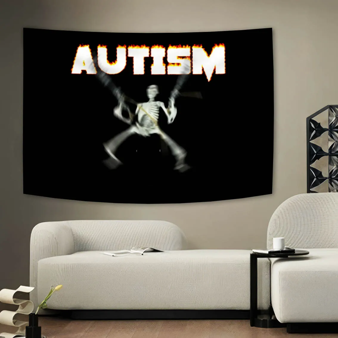 Adhd الهيكل العظمي ميمي نسيج كلاسيكي خمر الفكاهة الرعب المشارك قماش مضحك الجمجمة الوشم الفن جدار ديكور #1