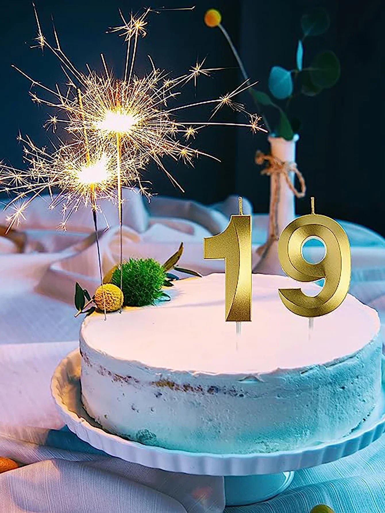 1 Stück – Geburtstagskerze, goldene Zahl 0–9, rauchfrei, Geburtstagskuchen-Einsatz, Party-Kerze, Dekoration, Jahrestagskuchen – Detail 1
