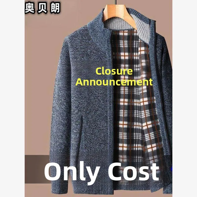 

Thiened Fce вязаный кардиган мужской зимний теплый топ свитер на молнии верхняя одежда для среднего возраста и ly Ci Walk