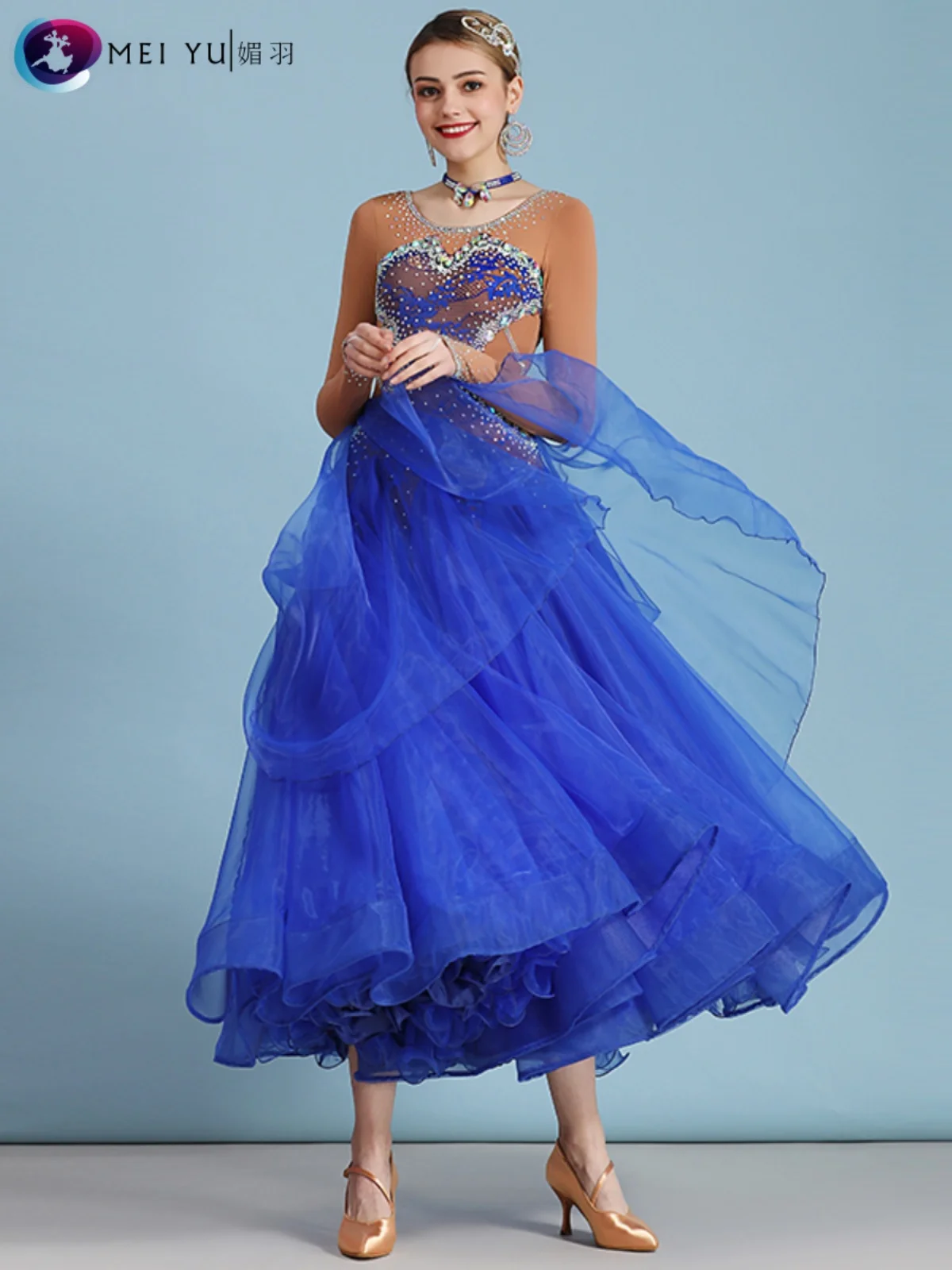 Robe de danse moderne incrustée de diamants, Costume de spectacle pour salle de bal, vêtements de compétition, My828, nouvelle collection 2025