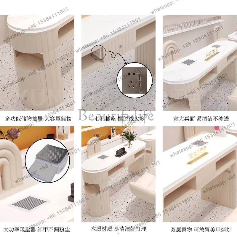FG High-end Marble Nail Tables Multifunction Built-in Vacuum Cleaner Socket Nail Tables Manicure Chair Set Furniture La Mesa JTN 5