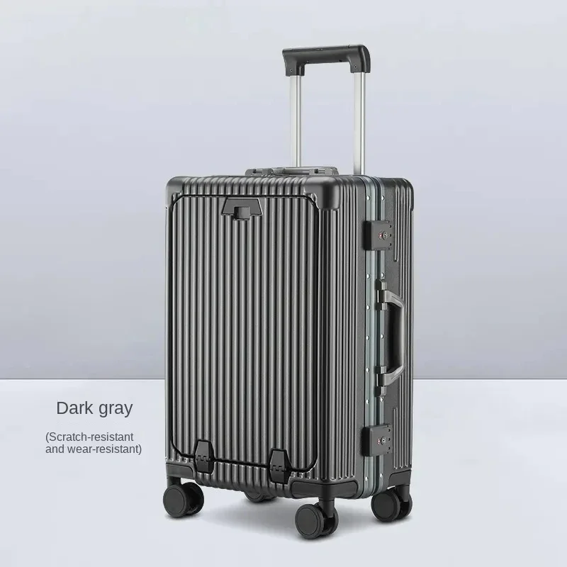 New Multi-Functional Luggage Trolley 18 20 24 Inch Universal Wheel Boarding Bag USB Front Open Side Computer Travel Suitcase