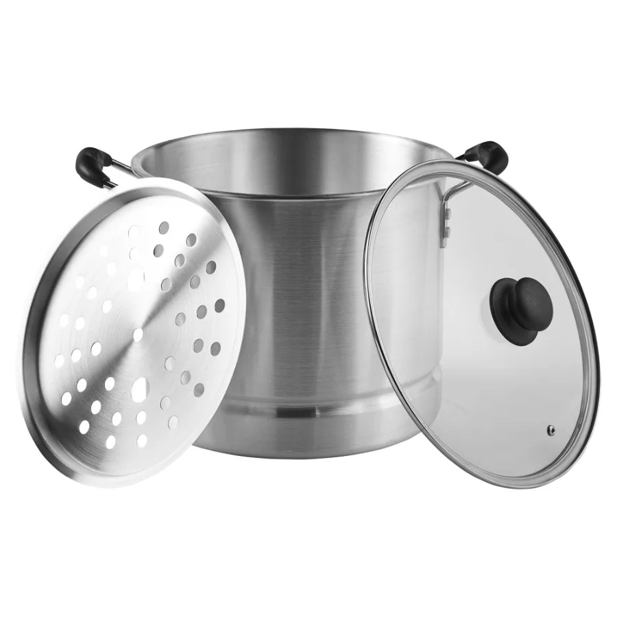 16qt Aluminum Steamer with Glass Lid and Cool Touch Handles