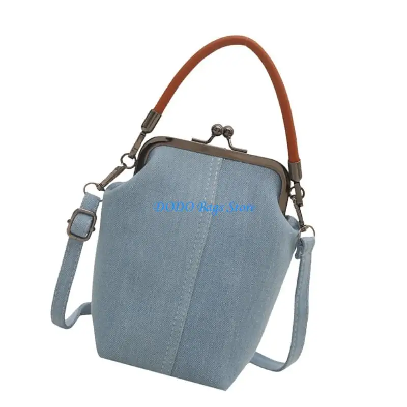 حقيبة الهاتف النسائية قبلة قفل حقيبة كروسبودي حقيبة كتف أنيقة مقبض علوي حقيبة الدينيم حقيبة يد يومية للعمل اليومي