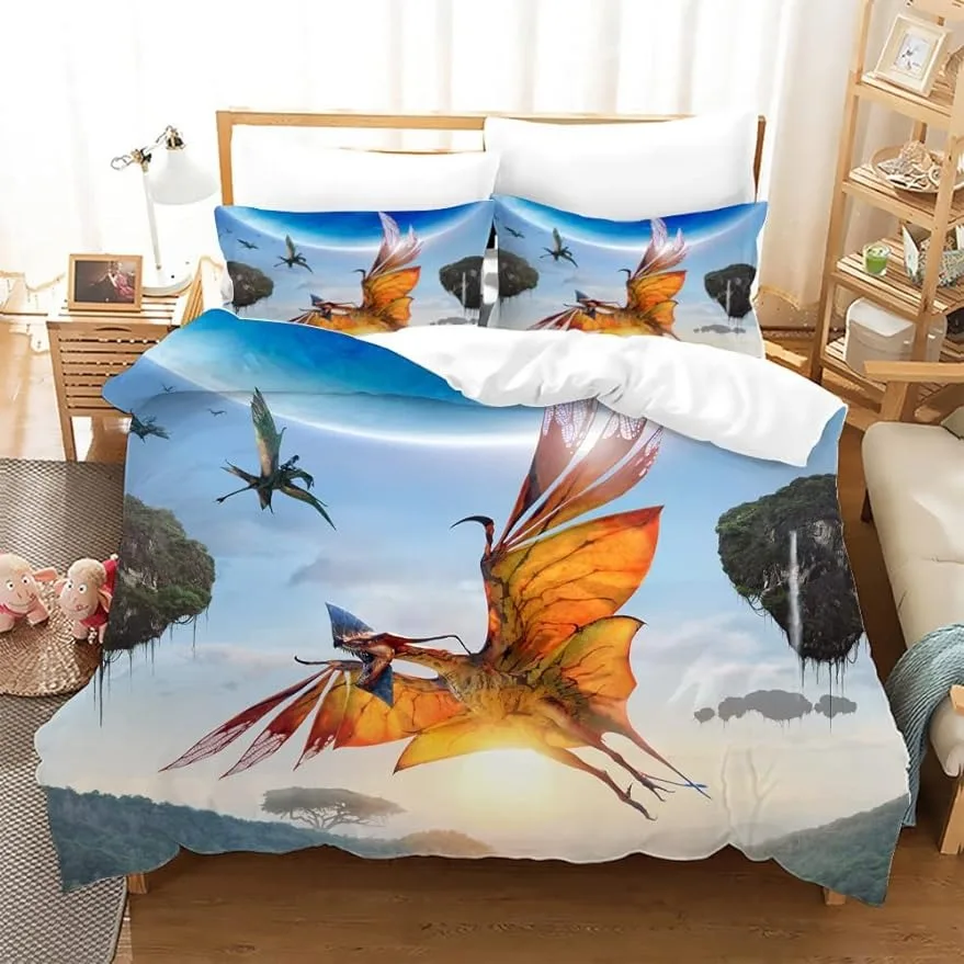 Juego de ropa de cama con estampado 3D de películas de Disney, Avatar, Planeta de Pandora, funda de edredón, funda de almohada, tema de película, decoración de dormitorio