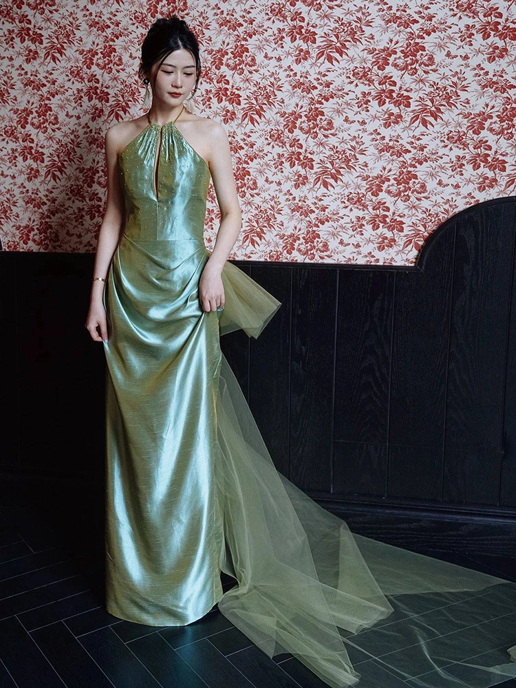 

Ele een Morning Dr Chinese Sle Long Tail Evening Gown Women's Faionable Wedding Dr Ne Hanging Design Polyes...