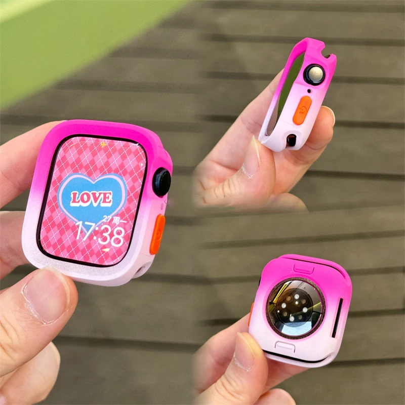 Korea niedlichen Süßigkeiten Farbe allmählich ändern Gehäuse für Uhrengehäuse 44 42 38 40 Correa Stoßstange für Apple Watch Ultra 6 5 Soft TPU Uhrengehäuse