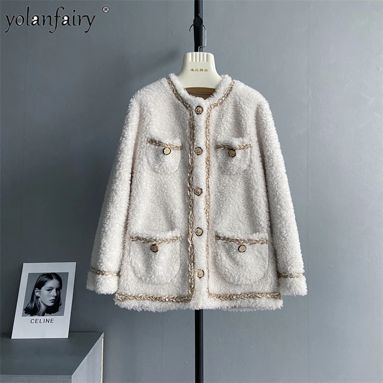 2022 Autumn Winter Jacket Women Clothing Sheep Shearing Coat Ladies Real Fur Coats Medium Warm Lamb Wool Coat Female Abrigos FCY