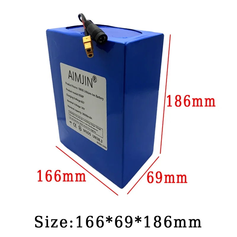 10S6P 36V 30Ah ebike battery pack 18650 lithium ion battery 500W high power and large capacity 42V motorcycle scooter XT60 plug