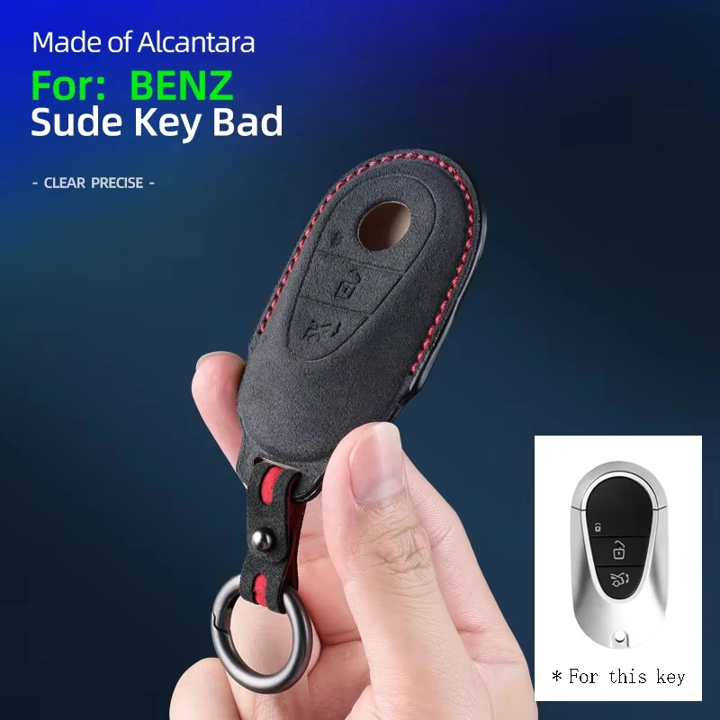 Suede For Mercedes‑Benz A‑Class C‑Class E‑Class Car Key Case Keychain Smart Remote Cover Shell Protector Retro Accessories