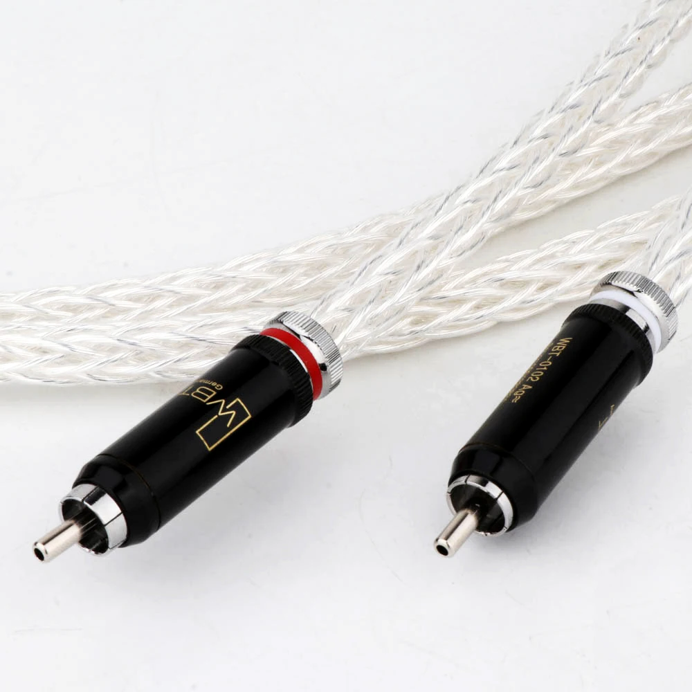 

Hi-End 8AG 12 Strands RCA Plug Cable Silver Plated OCC Audio Cable With WBT RCA Plug Cable HIFI 2RCA TO 2RCA Cable